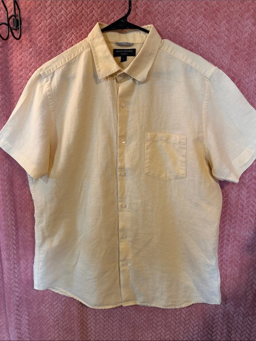 Banana Republic Men's Short-Sleeve Button-Down Shirt - Light Yellow